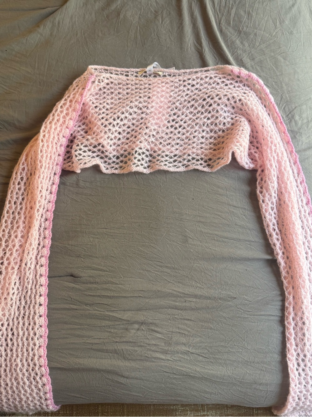 Light Pink Open-Knit Bolero Shrug Sweater